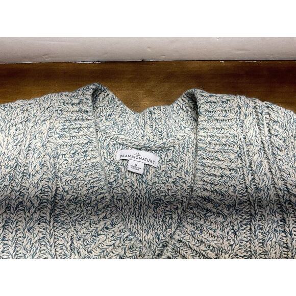LL Bean Signature Cotton Fisherman Sweater V-Neck Tunic Cable Knit Women's Small - Picture 4 of 9